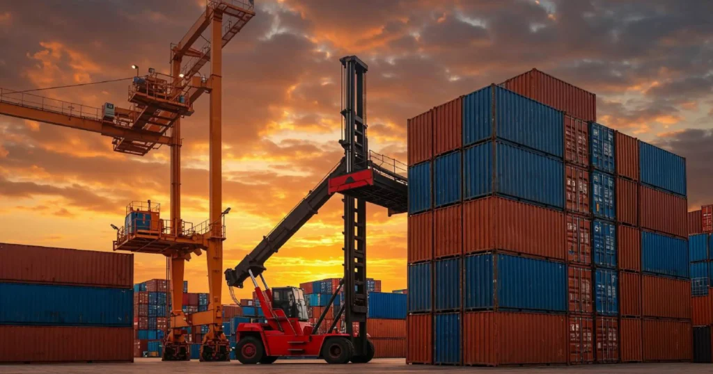 Container merci in un porto logistico, simbolo della gestione della supply chain nelle PMI